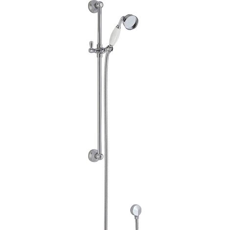 Traditional Slide Rail Shower Kit with Outlet Elbow - Chrome/White