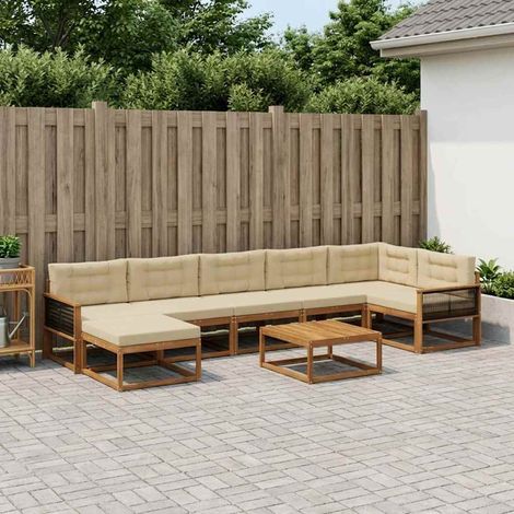 vidaXL Outdoor-Sofagarnitur mit Kissen 8 pcs Natur und Beige (1/5)