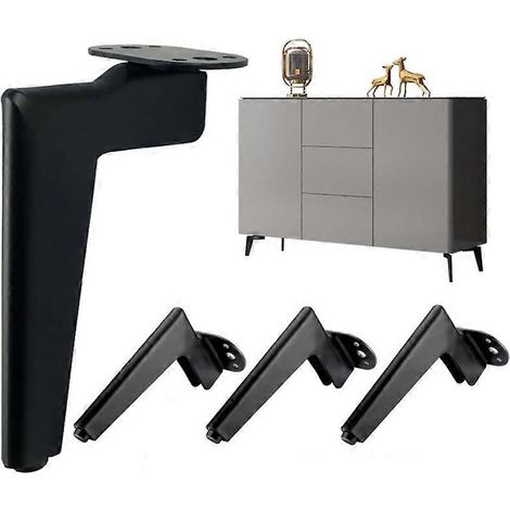 Pieds de meubles en métal, pièces de rechange pour pieds de canapé, pieds de table basse, pieds de meuble TV, pieds de meuble-lavabo, y compris vis + patins de protection de sol + patins antidérapants (1/5)