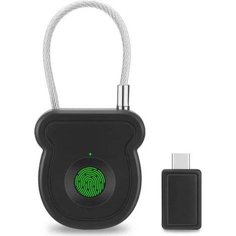 Cadenas à Empreinte Digitale, avec Chargement Type-C, Sans Clé - Portable et Anti-vol, Code de Dépannage et Clé USB Inclus pour Valises, Casiers, Vélos, et Portes