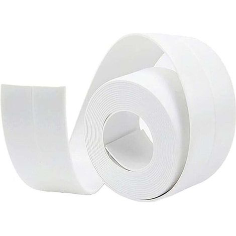 Baddichtung, 3,2 m 38 mm selbstklebender Dichtungsstreifen, PVC-Dichtungsband für Badewanne, Badezimmer, Küche, Schimmelschutz, Abdichtung (Weiß)