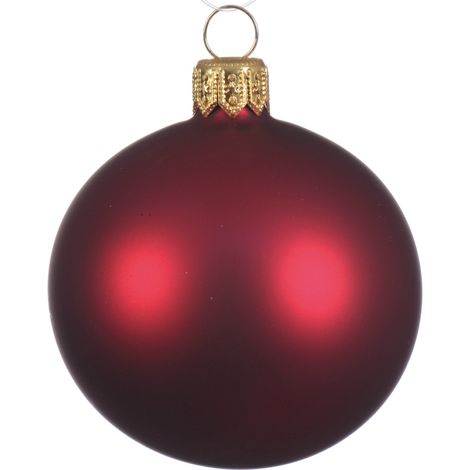 Boule de Noël rouge foncé mat Ø6 cm (1/2)