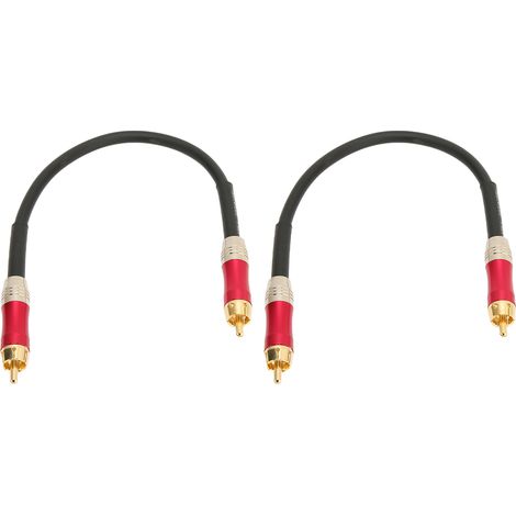 Lot de 2 câbles RCA professionnels à double blindage et connecteurs plaqués or, RAC vers RCA mâle-mâle, pour amplificateur TV/DVD, 1 m (3,3 pi), rouge. (1/4)