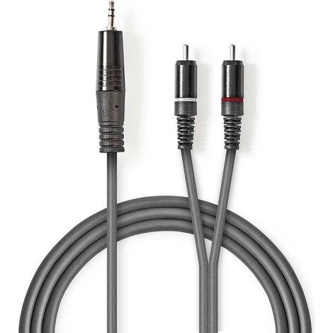 Cable de sonido estereo pasador de 35 mm 2x rca hane niquel plateado 300 metros redondo morkgra funda de carton
