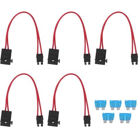 5pcs Connecteur de porte-fusibles Connecteur Mini extension de fil lourde pour véhicule ATM 20A 16AWG avec 5 fusibles ACT M 19.1mm (1/5)