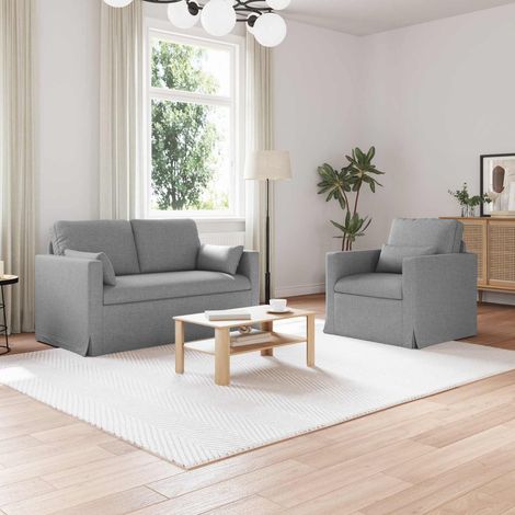 Juego de Sofá 2 pcs Gris Claro 139 x 78 x 80 cm tela