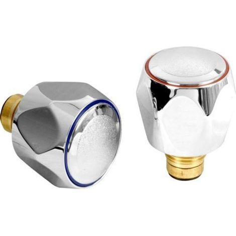Robinet de remplacement standard pour eau chaude et froide, tête chromée, rouge et bleu (1/5)