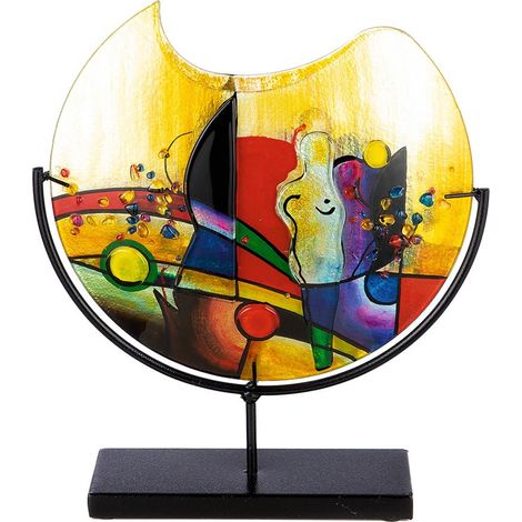 Vase décoratif en Verre sur Pied en métal - Décoration de Salon - Cadeaux pour Femme, Anniversaire, Noël - Multicolore - Hauteur 38 cm (1/3)