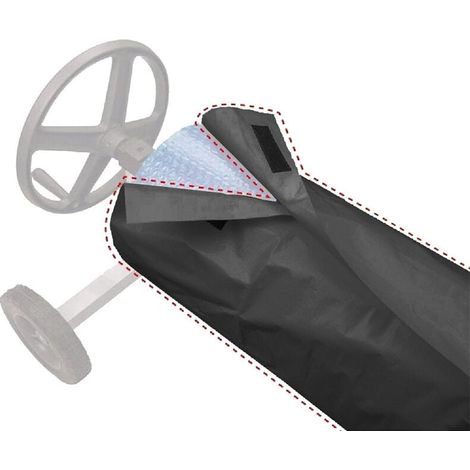 Housse de protection pour bâche de piscine, avec fermeture Velcro, étanche, étanche à la poussière, pour bâche de piscine, système d'enroulement, 550x96cm Noir (1/4)
