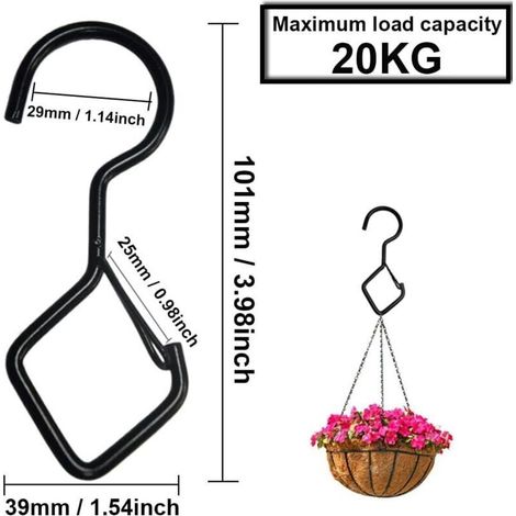 Multifunktionale S-Haken – Set mit 12 robusten Metallhaken, 101 mm, schwarz, ideal für Küche, Bad und Büro