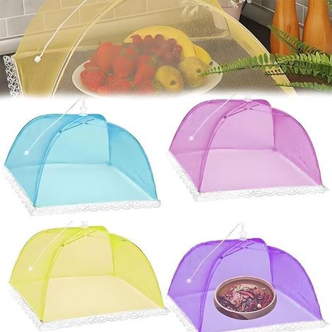 Cloche Alimentaire Anti Insectes, Housse Pliable, Cloche Alimentaire Pliable Anti-Mouche Couvercle de Nourriture en Maille Pliant Tente Parapluie Anti-Insectes Protection pour BBQ-Crezuo (1/4)