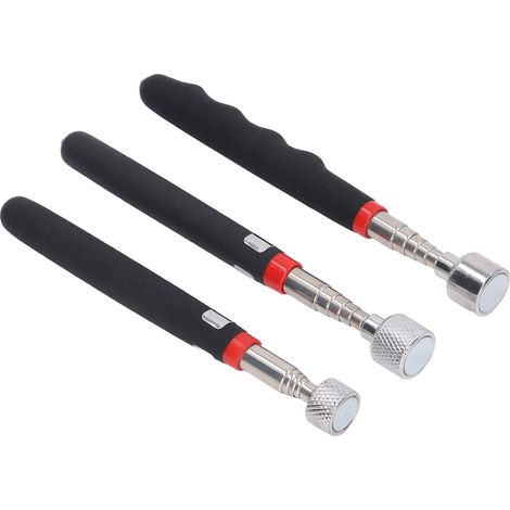 Lot de 3 tiges magnétiques télescopiques 10LB 15LB 20LB, stylo rétractable aimanté pour atelier garage, outil de récupération métallique portatif. (1/5)
