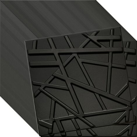 Panneau mural et plafond 3D noir en polystyrène 50x50 cm – décoration élégante, montage facile, lot de 48 pièces (12 m²)