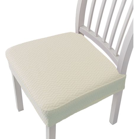 Coprisedie da pranzo retrattili in jacquard, sfoderabili e lavabili, 6 pezzi (beige)