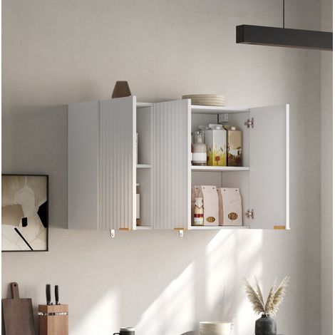 Wandküchenschrank mit 3 Türen, 90 x 29 x 60 cm, MDF, weiß HAVRYA (1/5)