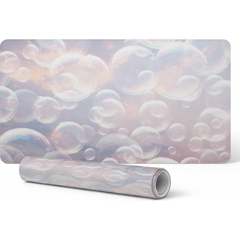 Alfombrilla de escritorio decorativa elegante con dise帽o de burbujas de jab贸n en nubes, 90x45 cm.