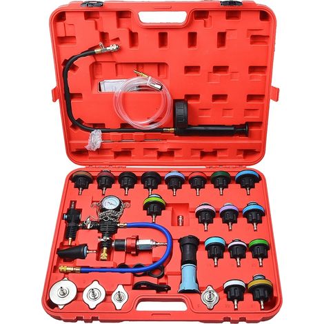 Tester di pressione del radiatore, test del vuoto, diagnostica completa, rosso (1/2)