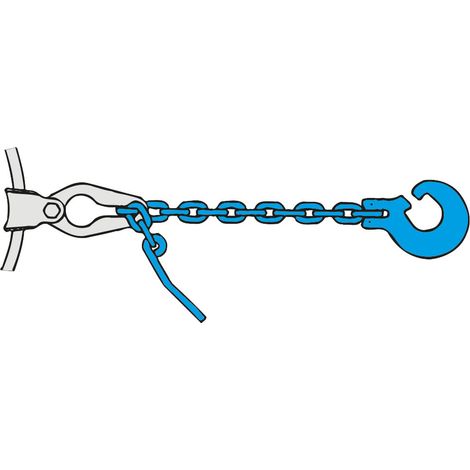 Chaîne à maillons carrés avec crochet à boucle et aiguille à percer, qualité 10, force de traction admissible LC 6000 daN, longueur 2,5 m, chaîne Ø 8 mm
