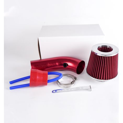 Kit d'admission d'air pour voiture avec filtre à air champignon de 76 mm (3 pouces) et débit élevé - Rouge
