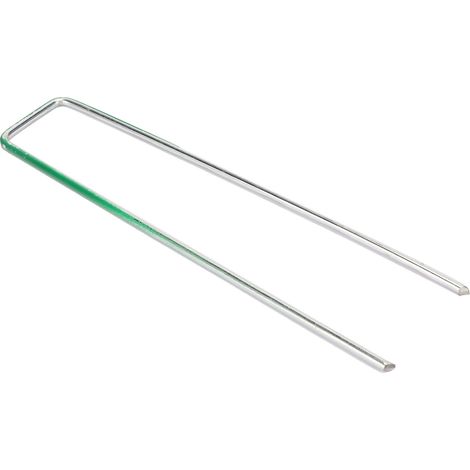 100 piquets en U pour jardin, robustes, vert semi-transparent, fixations pour clôtures, géotextile anti-mauvaises herbes, fils, tentes et bâches (1/5)
