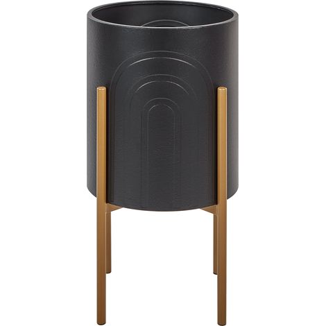 Macetero para interior y exterior soporte para maceta metal negro 32 x 32 x 58 cm Serotina