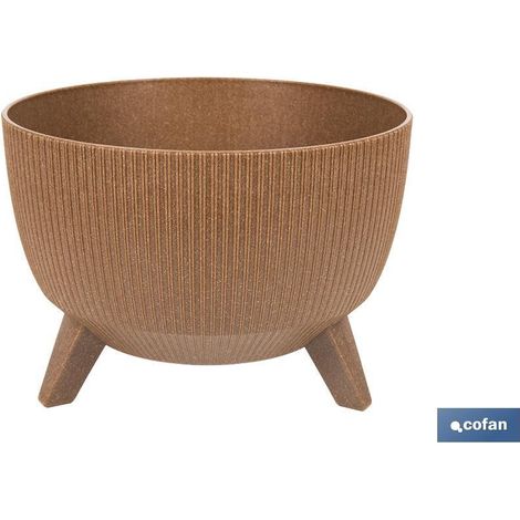 Pack de 5 pots marron WPC avec pieds et filtre de drainage Ø 243 x 200 mm (1/4)