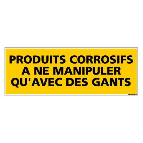 Panneau de Signalisation danger PRODUITS CORROSIFS (C0201) - Plastique PVC 1,5 mm - 210 x 75 mm