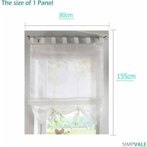 Interieur de Fenetre Voile Rideau de Cuisine Salon Hauteur 155cm Beige Largeur 80cm (1/2)