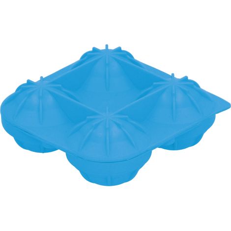 Kugelförmige Eiswürfelform mit 4 Mulden, Eisballform für Cocktails, Bar, Restaurant, Küche, blau. (1/5)