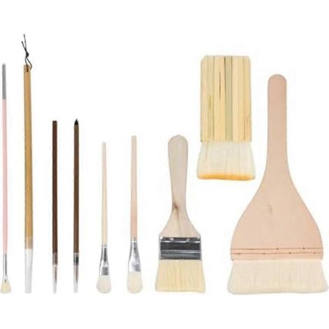 Pinceaux à émailler pour poterie, pinceaux pour céramique, 9 formes différentes, pinceaux d'artiste, ensemble de pinceaux pour peinture à l'huile (1/4)