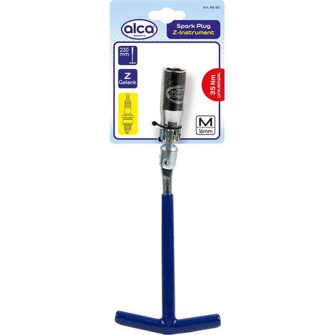 alca® Zündkerzenschlüssel 16 mm mit T-Griff Z-Gelenk Universal Zündkerzenentferner Zündkerzensteckschlüssel Werkzeug für Auto und Motorrad