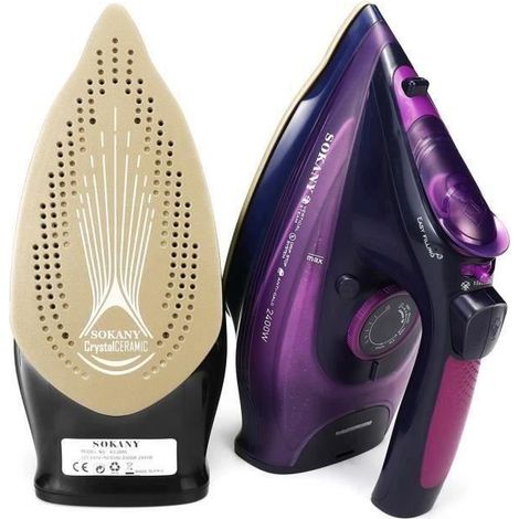 Fer à Vapeur Repasser 2400W Sans fil 5 Vitesse Réglable Anti-goutte Anti-calcaire EU Plug Violet Da14468 (1/4)