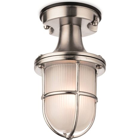 Firstlight Nautic - Plafonnier extérieur à 1 ampoule nickel avec verre givré IP54, E27