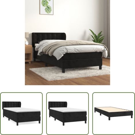 Matratze - Boxspringbett mit Matratze Schwarz 80x200 cm Samt (1/5)