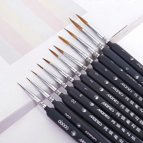 Pinceau miniature professionnel en nylon, stylo à trait fin acrylique (11 pièces) ( ) (1/5)