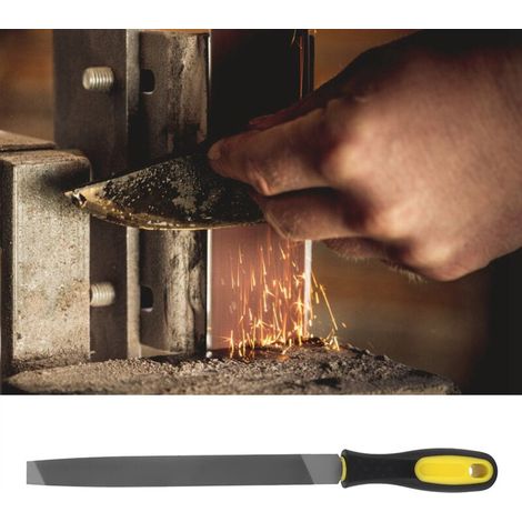 Flache Metall-Schärffeile aus feinem Stahl – Hand-Finishing-Werkzeug für die Metallumformung – Feilen/Glätten/Schruppen/Polieren/Mechanisch – Griff aus zwei Materialien (spitze Militärfeile) FLITI (1/4)