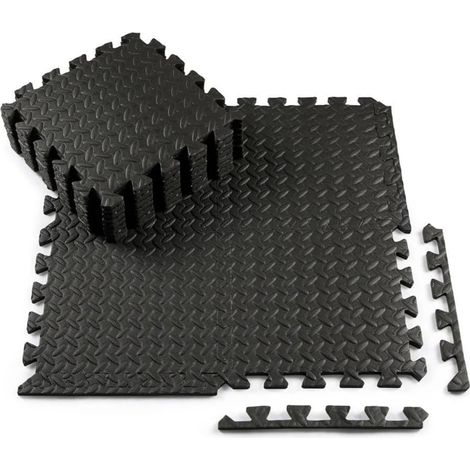 Dalle Mousse,Dalle Mousse Piscine,EVA Tapis de Fitness Antidérapant,30x30cm,10mm d'Épaisseur,Antidérapant et Antichute,Noir,pour Sport,Yoga,Fitness,Protection Contre Les Chutes,Extérieur (1/5)