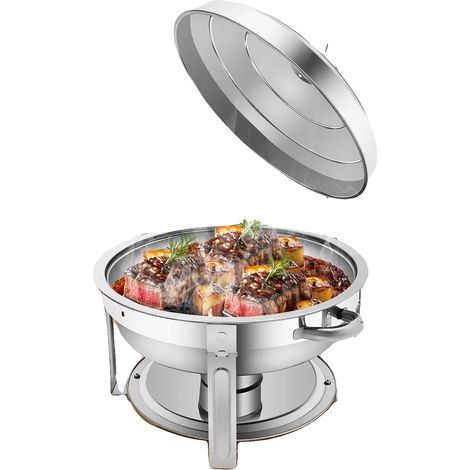 Chauffe-plat, capacité de 7,5 L, matériau en acier inoxydable 410, hauteur totale 50 cm, forme ronde, compatible lave-vaisselle (1/5)