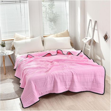 Couverture ultra rafraîchissante pour lits jumeaux et doubles, ultra douce et lavable, pour adultes et enfants - 100 x 150 cm - Rose (1/3)