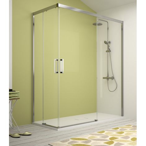 KASSANDRA CU607 S400 Mampara Angular Corredera Plata Transparente - Medida: 130x90 cms - ref: CU6071616S195086+CU6071616S195126 (1/2)
