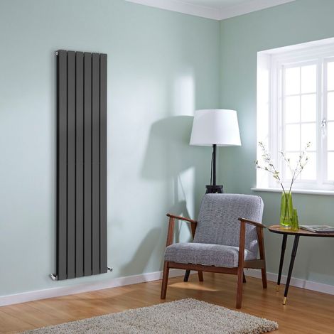 NRG Flat Panel Radiator Designer Column Bathroom Central Heating Anthracite Double 1600x408mm