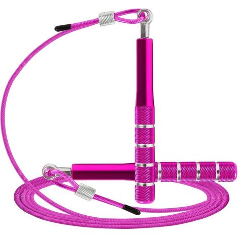 Corde à sauter rose, corde de vitesse pour fitness et exercice, corde ajustable adulte pour hommes, femmes, enfants et filles (1/5)