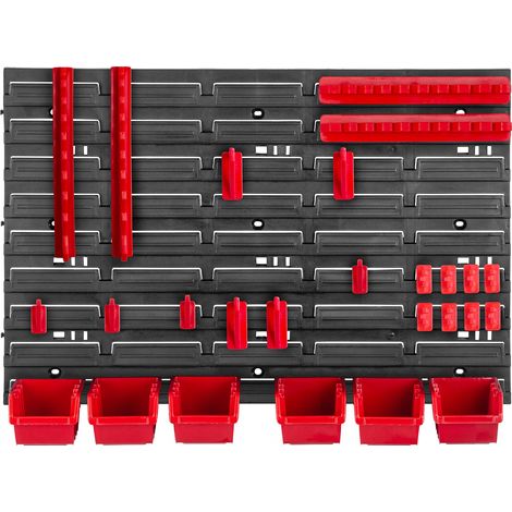 KADAX Werkstattwandregal, Wandplatten, 58 x 39 cm, Rot, 26 tlg.