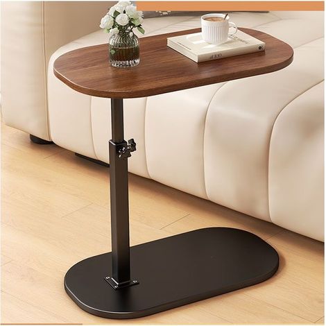 Table auxiliary in shape of C  Height adjustable 45-80 cm  Tray in wood of noyer  Compact design for small spaces (1/5)