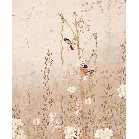Papier peint panoramique - Fleurs Oiseaux - 130 cm x 159 cm (1/2)