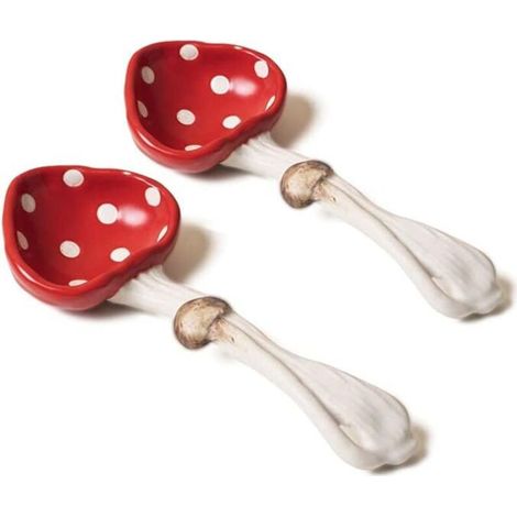 Set of 2 cute matte ceramic soup spoons for dessert, breakfast, soup