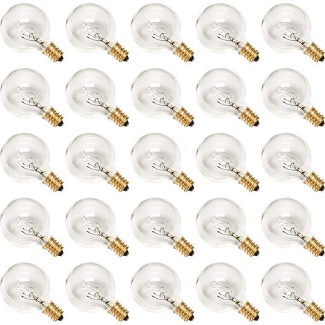 Ampoules de rechange G40, globe incandescent transparent 120 V 5 W compatible avec culot E12 C7, luminescence intensifiée, décoration intérieure et extérieure (paquet de 25) (1/5)