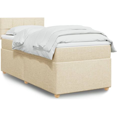 Boxspringbett mit Matratze Creme 90x200 cm Stoff
