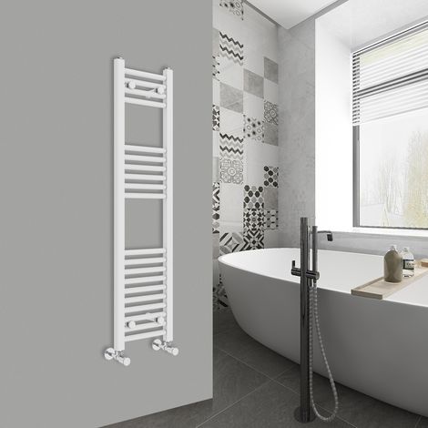 WarmeHaus Straight White Bathroom Ladder Radiator 1200x300mm (1/5)