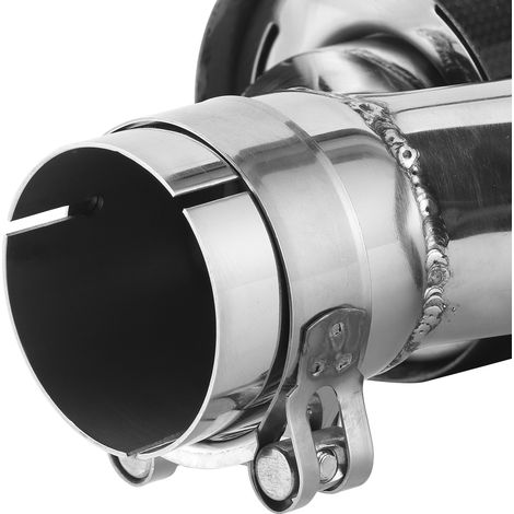Tuyau d'échappement double universel en fibre de carbone de type Y avec bord roulé brillant et bord affleurant en acier inoxydable (AP18KR-63101) pour la modification de voitures (1/5)
